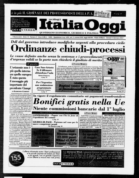 Italia oggi : quotidiano di economia finanza e politica